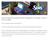 Cannot start the process when the game is running – Sims 3 error on Mac | Bluebellflora (20160822)