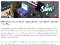 Manually uninstalling an Expansion or Stuff Pack in the Sims 3 for Mac 